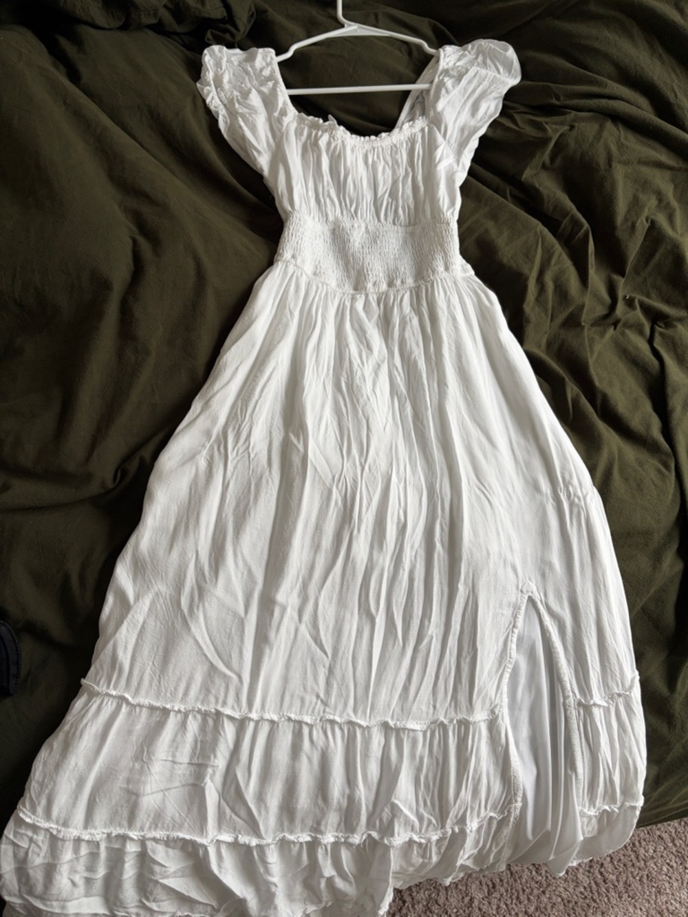 Hollister White Boho Smocked Midi Dress